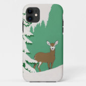 鹿+雪+冬の情景+松の木 Case-Mate iPhoneケース (裏面)