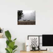 鹿（霧） ポスター (ホームオフィス)