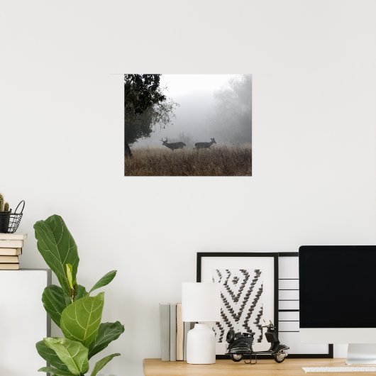 鹿(霧) ポスター (ホームオフィス)