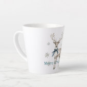 鹿 青いリボン 雪の結晶 クリスマス カフェラテマグ (左アングル)