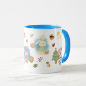 鹿、鳥、ウサギおよびホリデーシーズンの雪だるま マグカップ (正面右)