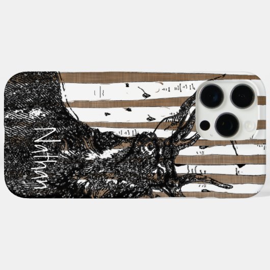 鹿/鹿樺の木ツリーあなたの名前または引用文 Case-Mate iPhoneケース (裏面 (横))