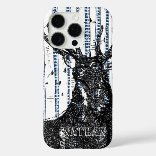 鹿/鹿樺の木ツリーあなたの名前または引用文 Case-Mate iPhoneケース (裏面)