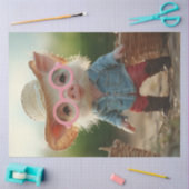 麦わらお洒落帽子のデコップファームピゲ 薄葉紙 (クラフト)