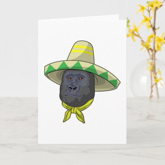 麦わら帽子のサル カード (黄色い花)