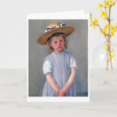 麦わら帽子の子メアリーカッサット カード (黄色い花)