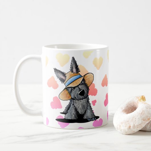 麦わら帽子スコットランド犬 コーヒーマグカップ (ドーナツ)