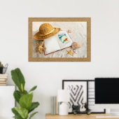麦わら帽子ビーチシーンアートポスター ポスター (ホームオフィス)