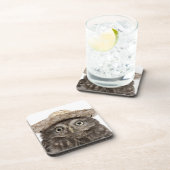 麦わら帽子- Atheneのnoctua --を身に着けているコキンメフクロウ コースター (右側)