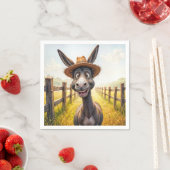 麦熱狂するわら帽子をかぶったロバ スタンダードカクテルナプキン (インサイチュ)