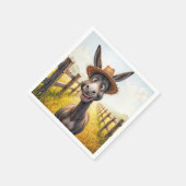 麦熱狂するわら帽子をかぶったロバ スタンダードカクテルナプキン (角)