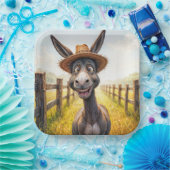 麦熱狂するわら帽子をかぶったロバ ペーパープレート (パーティー)