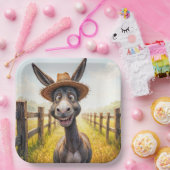 麦熱狂するわら帽子をかぶったロバ ペーパープレート (パーティー)