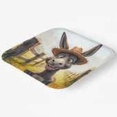 麦熱狂するわら帽子をかぶったロバ ペーパープレート (傾斜あり)