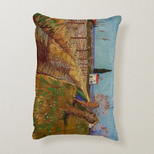 『麦畑の小径、柳の木』(ばくがたのしょうじ、やなぎのき)、ヴィンセント・ファン・ゴッホ アクセントクッション (裏面(縦))