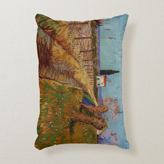 『麦畑の小径、柳の木』(ばくがたのしょうじ、やなぎのき)、ヴィンセント・ファン・ゴッホ アクセントクッション (正面(垂直))