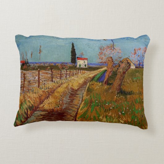 『麦畑の小径、柳の木』(ばくがたのしょうじ、やなぎのき)、ヴィンセント・ファン・ゴッホ アクセントクッション (裏面)