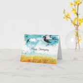 麦畑を飛ぶツバメたち カード (黄色い花)