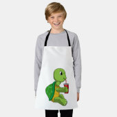 麦藁でジョッキを飲む亀 エプロン (着用した状態)