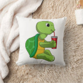 麦藁でジョッキを飲む亀 クッション (ブランケット)