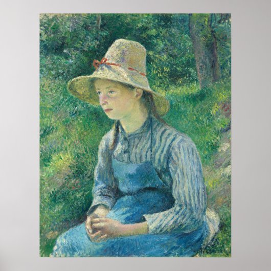 麦藁帽子の女の子 – カミーリピサロファインアート ポスター (正面)