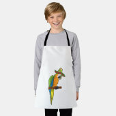麦藁帽子をかぶったオウム エプロン (着用した状態)