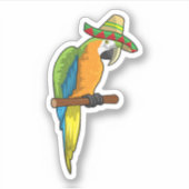 麦藁帽子をかぶったオウム シール (正面)