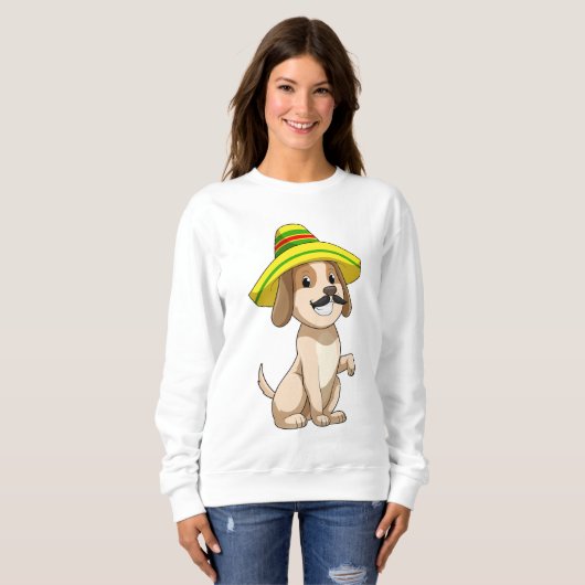 麦藁帽子をかぶったメキシコ人の犬 スウェットシャツ (正面フル)