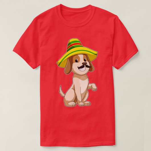 麦藁帽子をかぶったメキシコ人の犬 Tシャツ (デザイン正面)