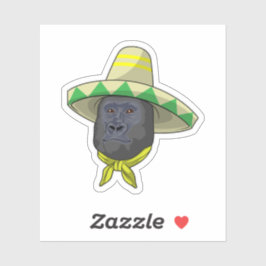 麦藁帽子をかぶった猿 シール