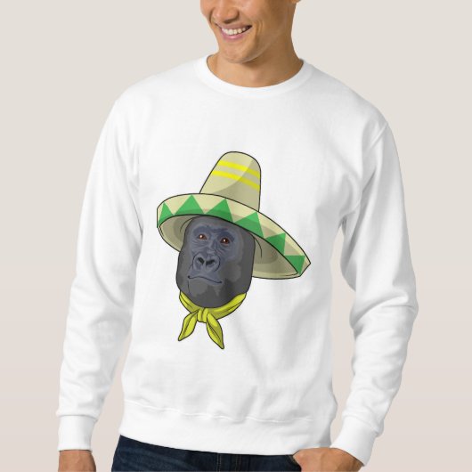 麦藁帽子をかぶった猿 スウェットシャツ (正面)