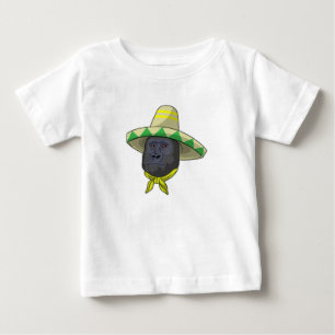 麦藁帽子をかぶった猿 ベビーTシャツ