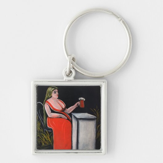 麦角入りビールの湾曲した女性 キーホルダー (正面)