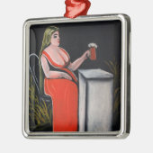 麦角入りビールの湾曲した女性 メタルオーナメント (左)