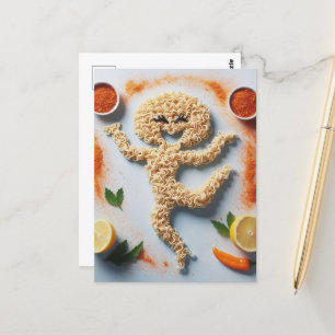 麺おもしろい人食品アート ポストカード