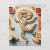 麺おもしろい人食品アート ポストカード (正面)