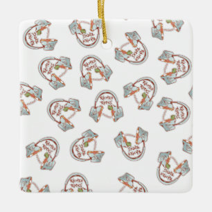 麺おもしろい碗ヘッドホン音楽とラーメン セラミックオーナメント