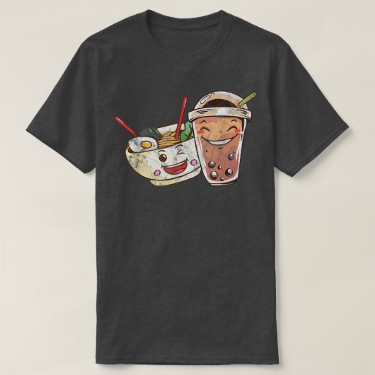 麺かわいい日本のアニメTラーメンファン Tシャツ (デザイン正面)