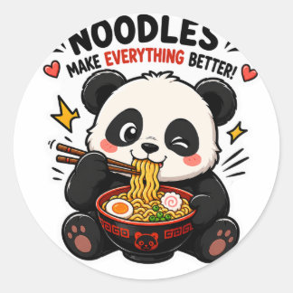 麺がすべてを幸せにする パンダ ステッカー