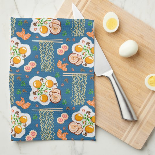 麺よくはしゃぐ付きキッチンタオル及び卵焼き キッチンタオル (四つ折り)