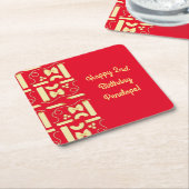 麺パスタキッド1st誕生日パーティー イタリアン スクエアペーパーコースター (アングル)