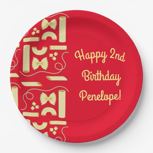 麺パスタキッド1st誕生日パーティー イタリアン ペーパープレート (正面)