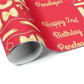 麺パスタキッド1st誕生日パーティー イタリアン ラッピングペーパー (ロールコーナー)