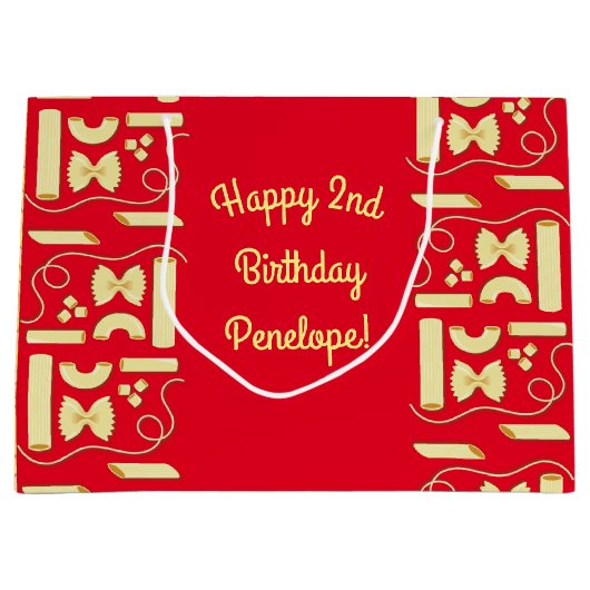 麺パスタキッド1st誕生日パーティー イタリアン ラージペーパーバッグ (正面)