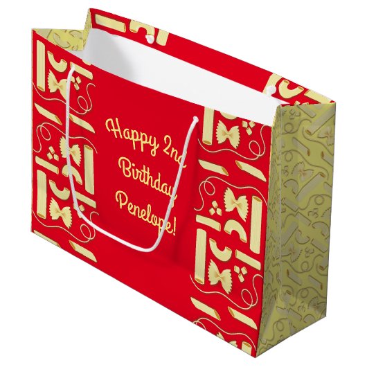 麺パスタキッド1st誕生日パーティー イタリアン ラージペーパーバッグ (正面アングル)