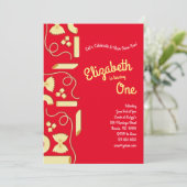 麺パスタキッド1st誕生日パーティー イタリアン 招待状 (スタンド正面)