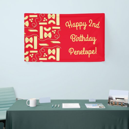 麺パスタキッド1st誕生日パーティー イタリアン 横断幕 (トレードショー)