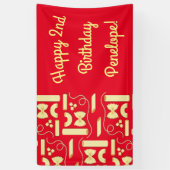 麺パスタキッド1st誕生日パーティー イタリアン 横断幕 (縦)