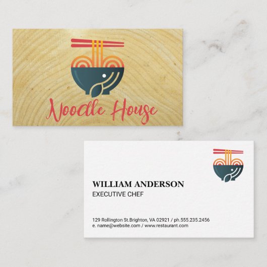 麺器と箸 |木目 名刺 (正面/裏面)