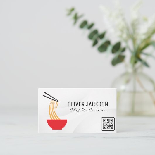 麺器と箸 | QRコード 名刺 (スタンド正面)